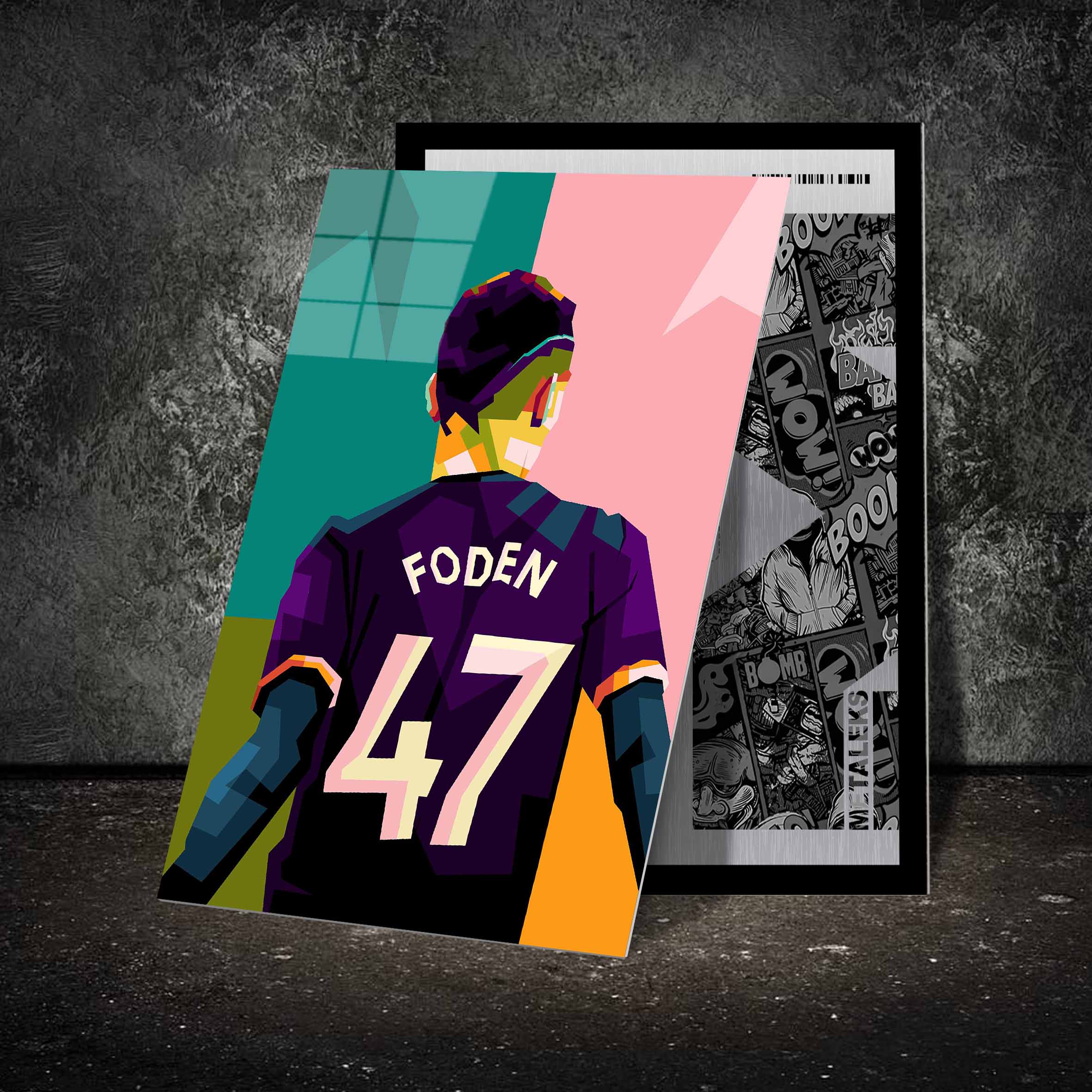 Amazing football Phil Foden in pop art illustration