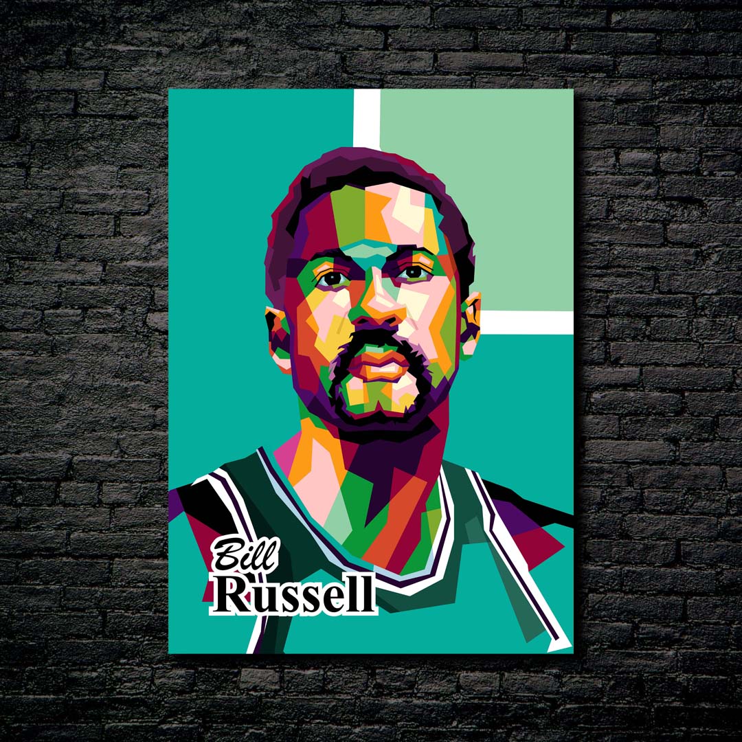 Basketball players Bill Russell in best wpap pop art