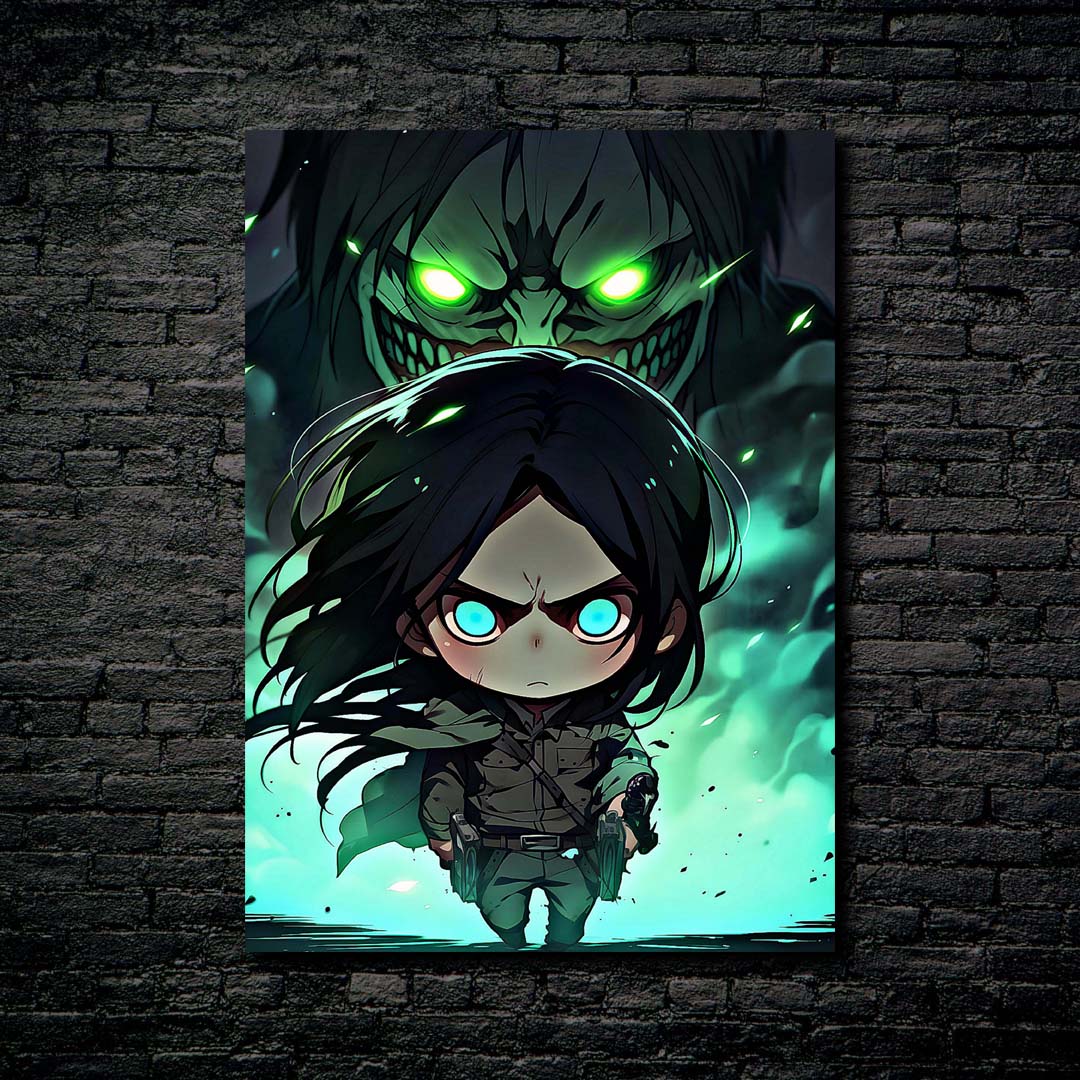 Eren Yeager x Attack Titan chibi art from Aot