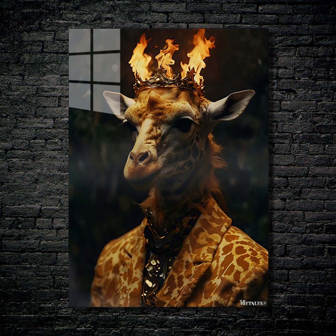 Giraffe King with crown on fire