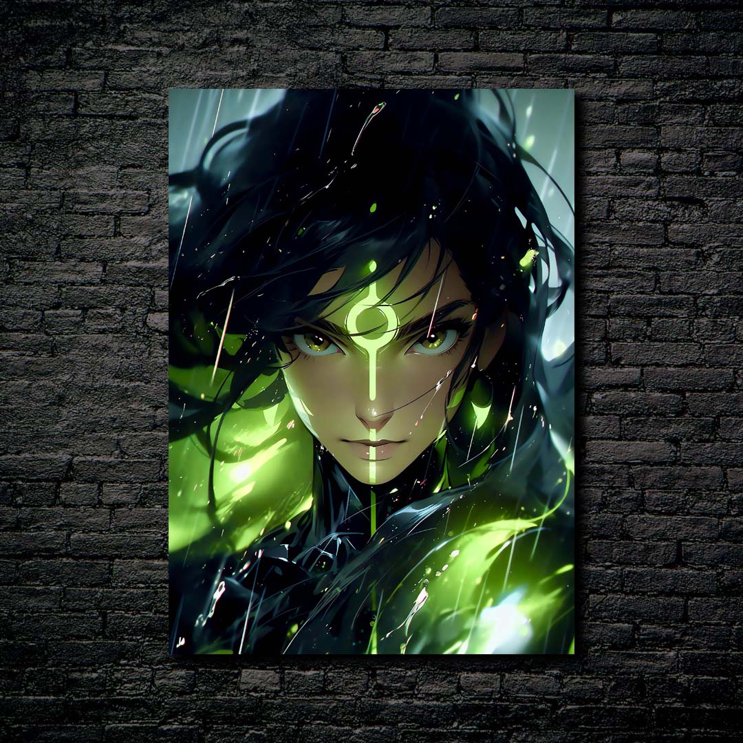 Green neon portrait 01