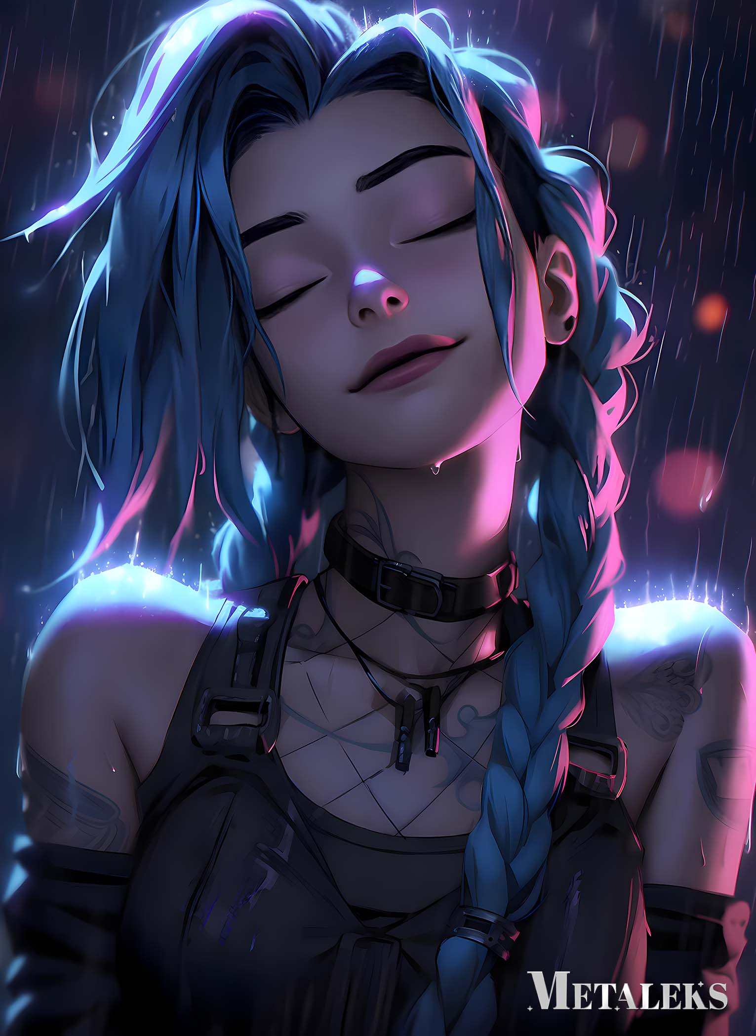 Jinx from arcane in the rain