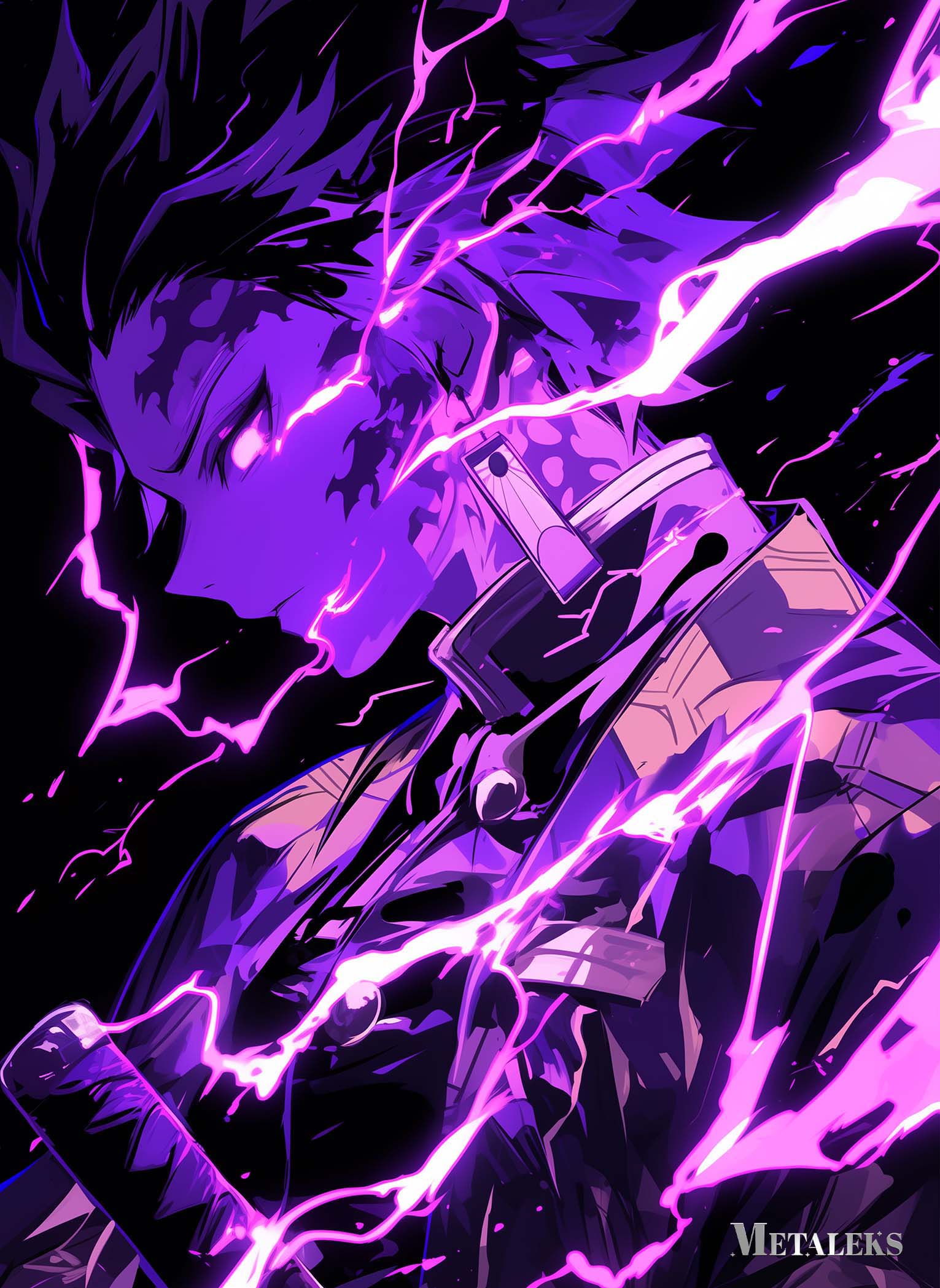 Kamado Tanjiro Lightning Purple   Demon Slayer