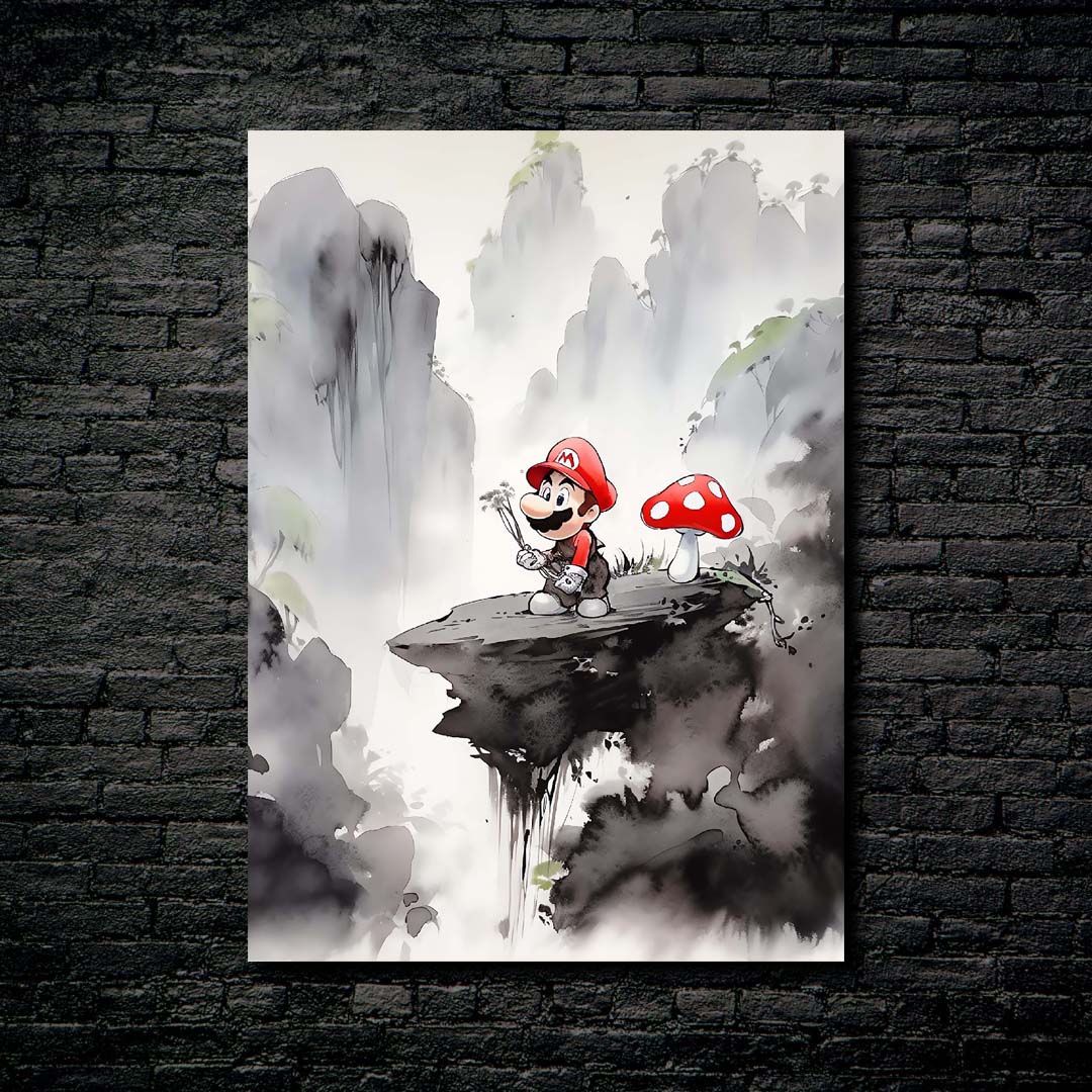 Mario goes up the mountain to pick mushrooms