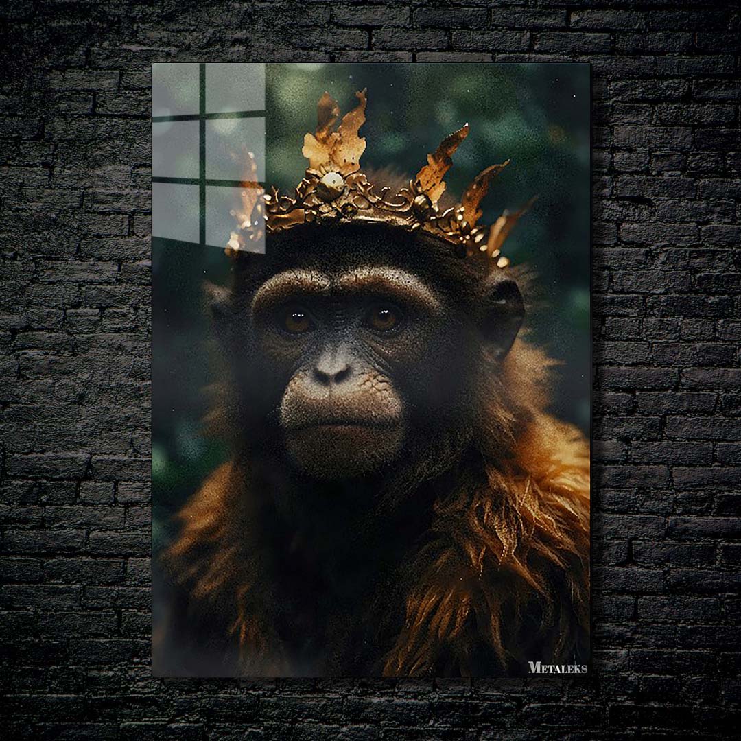 Monkey King wearing crown on fire-Artwork by @eralidigitalart