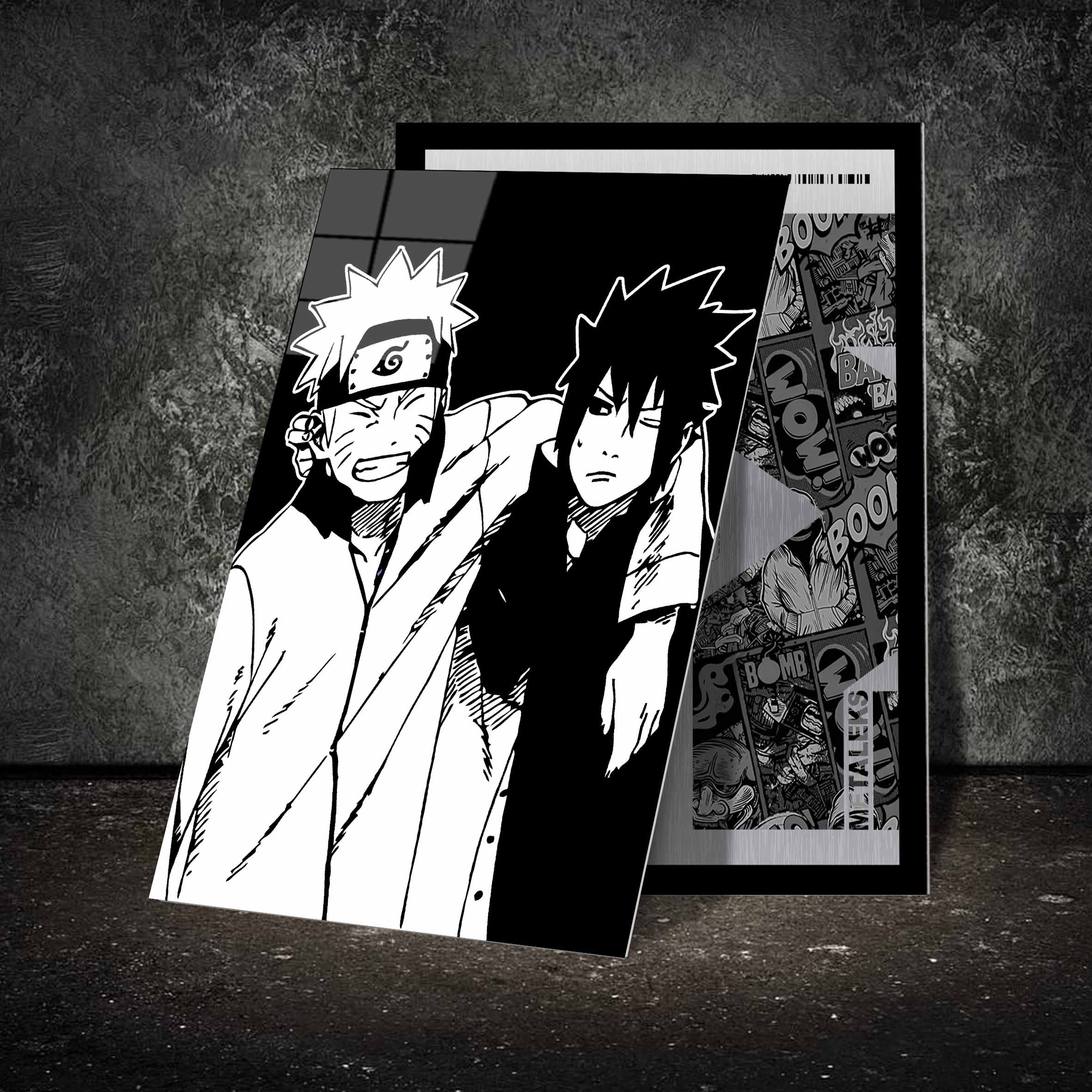 Naruto and Sasuke Black and white