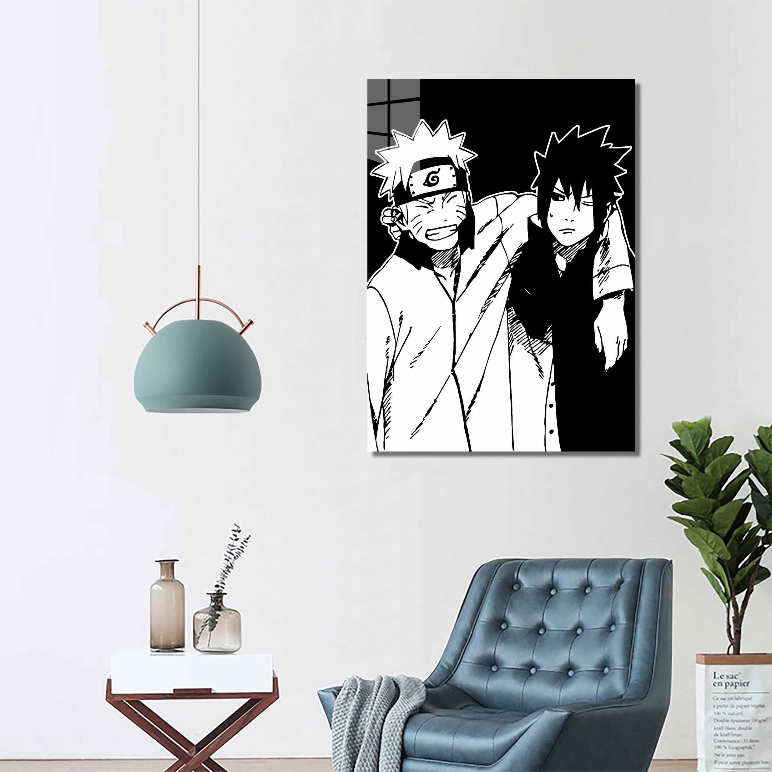 Naruto and Sasuke Black and white