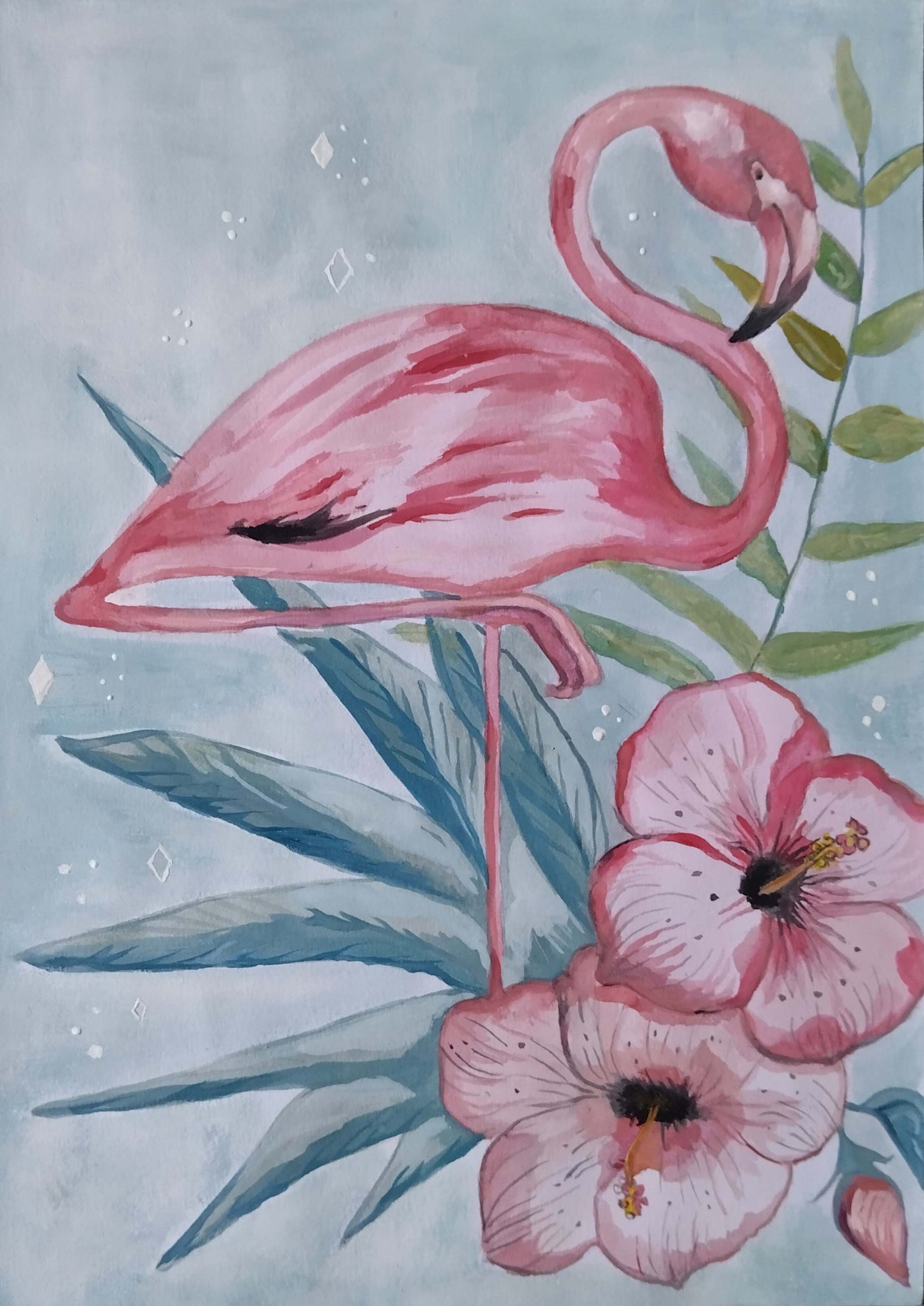 Flamingo cor-de-rosa - OBRA DE ARTE POR katysart.artis