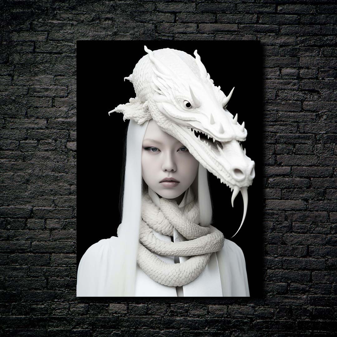 Portrait of woman with dragon 3