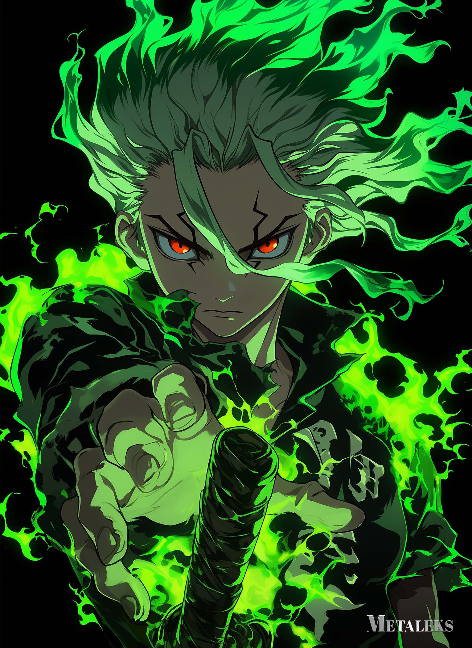 Senku Ishigami Green Fire