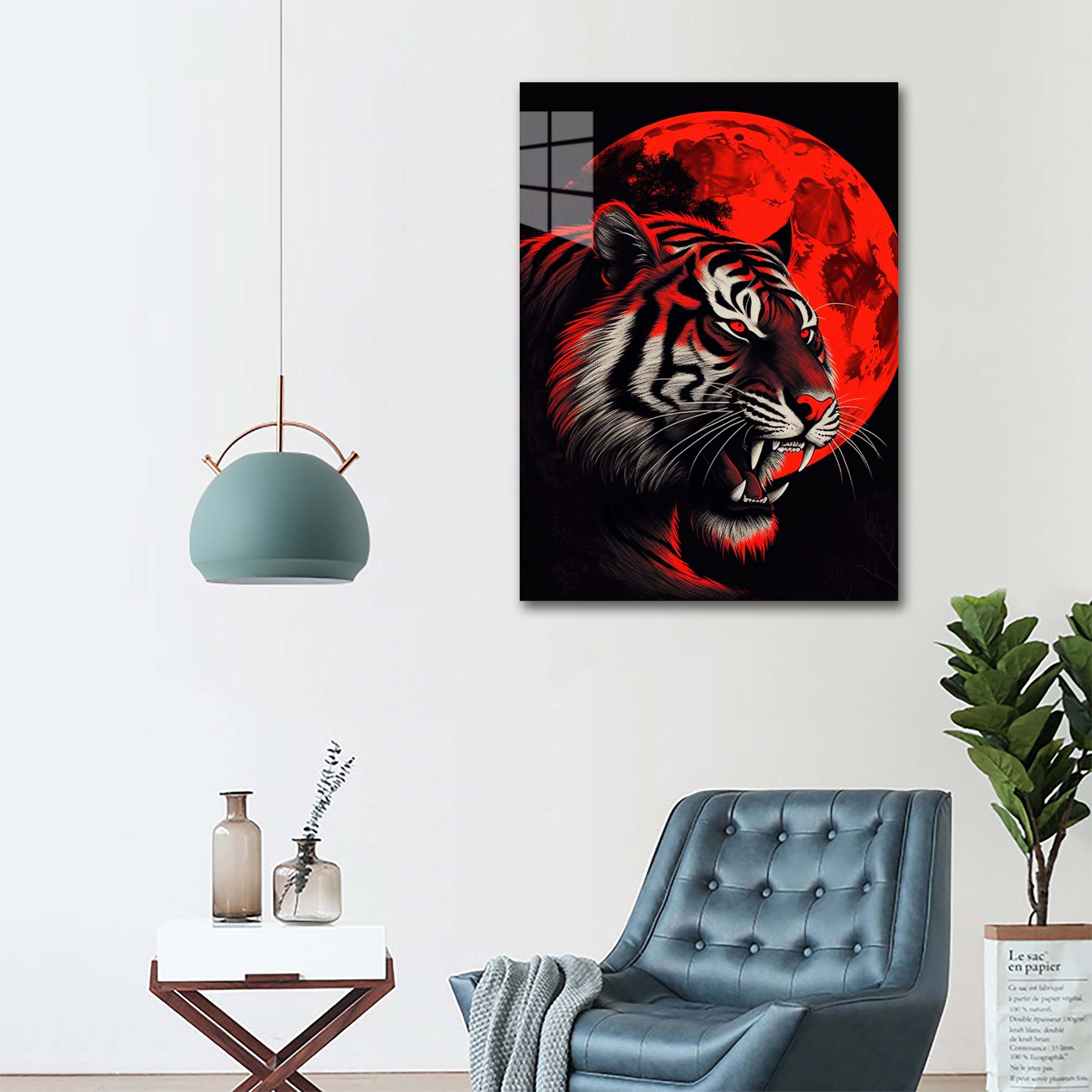 Tiger and red Moon