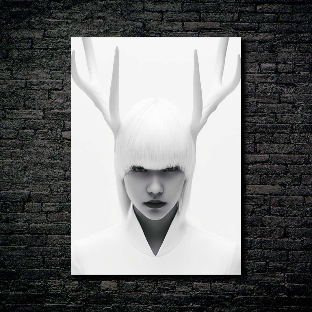 Woman With white Antlers