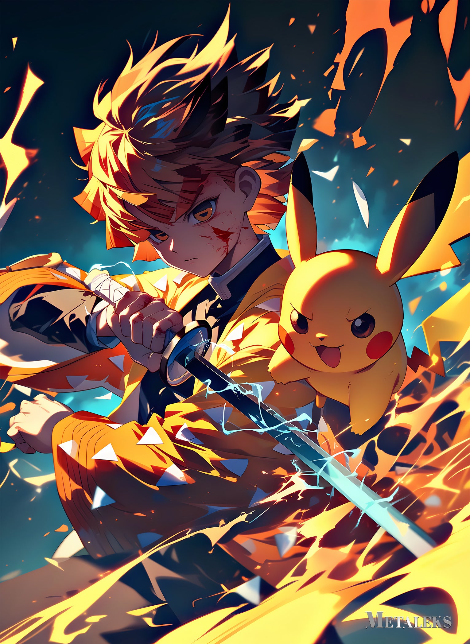 Zenitsu and pikachu pair